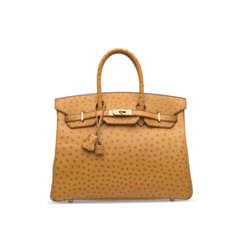 A COGNAC OSTRICH BIRKIN 35 WITH GOLD HARDWARE