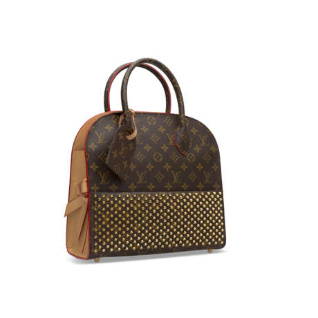 A LIMITED EDITION RED PONYHAIR & STUD MONOGRAM ICONOCLAST SHOPPING BAG BY CHRISTIAN LOUBOUTIN - photo 2