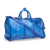 A LIMITED EDITION BLUE MONOGRAM PVC KEEPALL BANDOULIÈRE 50 WITH BLUE HARDWARE BY VIRGIL ABLOH - фото 2