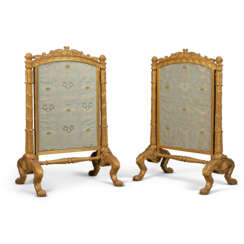 A PAIR OF GEORGE IV GILTWOOD FIRESCREENS