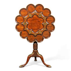 A GEORGE II MAHOGANY AND BRASS-INLAID TRIPOD TABLE