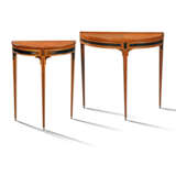 TWO DUTCH NEOCLASSICAL SATINWOOD, TULIPWOOD, PEARWOOD, RED AND BLACK-JAPANNED DEMI-LUNE CONSOLE TABLES - фото 1