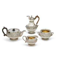 A GEORGE III COMPOSITE FOUR-PIECE SILVER TEA AND COFFEE SERVICE