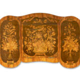 A LOUIS XV TULIPWOOD, AMARANTH, SYCAMORE AND FRUITWOOD MARQUETRY AND JAPANNED TABLE D'ACCOUCHER - photo 5