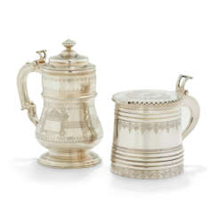 TWO SILVER TANKARDS