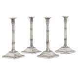 A SET OF FOUR GEORGE III SILVER CANDLESTICKS - фото 2