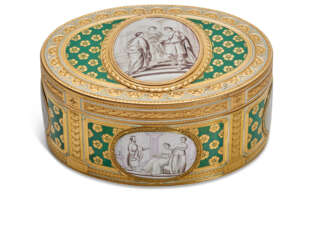 A LOUIS XVI ENAMELLED GOLD SNUFF-BOX