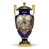 AN ORMOLU-MOUNTED SEVRES PORCELAIN BLUE-GROUND VASE AND COVER (VASE FEUILLE D'EAU) - фото 1