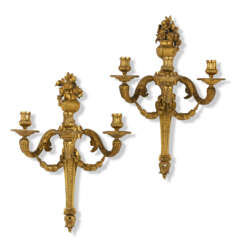 A PAIR OF FRENCH ORMOLU THREE-BRANCH WALL-LIGHTS