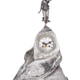A LARGE SILVER MANTLE CLOCK - photo 1