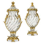 A LARGE PAIR OF FRENCH ORMOLU-MOUNTED MOULDED CRYSTAL VASES AND COVERS - photo 1