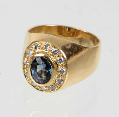 Saphir Brillant Ring - Gelbgold 750 - Foto 1