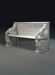 A LARGE ITALIAN MARBLE BENCH