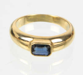 blauer Saphir Ring - Gelbgold 375