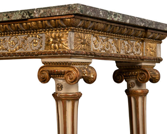 A LOUIS XVI PARCEL-GILT AND WHITE-PAINTED CONSOLE TABLE - фото 6