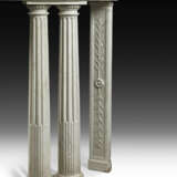 A PAIR OF EMPIRE WHITE-MARBLE DEMI-LUNE CONSOLE TABLES - photo 3