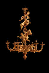A FRENCH GILTWOOD SIX-BRANCH CHANDELIER