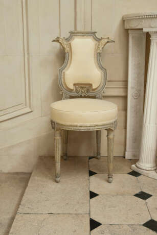 A SET OF EIGHT LOUIS XVI GREY AND WHITE-PAINTED CHAISES - photo 3