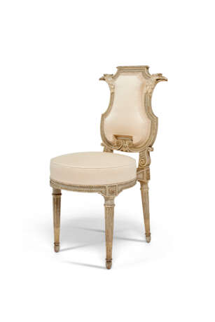 A SET OF EIGHT LOUIS XVI GREY AND WHITE-PAINTED CHAISES - photo 6