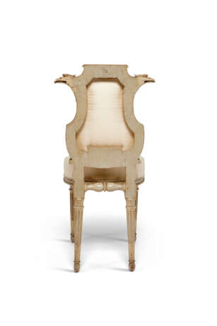 A SET OF EIGHT LOUIS XVI GREY AND WHITE-PAINTED CHAISES - photo 8