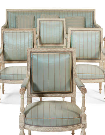 A SUITE OF ROYAL LOUIS XVI WHITE-PAINTED SEAT FURNITURE - photo 12