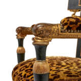 A LATE LOUIS XVI PARCEL-GILT, EBONISED AND POLYCHROME-PAINTED FAUTEUIL - фото 8