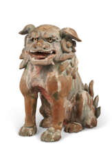 A PAINTED WOOD KOMAINU (GUARDIAN LION-DOG)