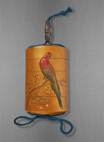 A FOUR-CASE LACQUER INRO WITH COCKATOO ON PLUM TREE - photo 1