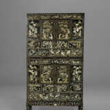 A TWO-TIERED LACQUER AND MOTHER-OF-PEARL CHEST WITH A STAND - фото 1