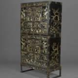 A TWO-TIERED LACQUER AND MOTHER-OF-PEARL CHEST WITH A STAND - фото 2