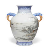 AN ENAMELED VASE WITH BEAST-FORM HANDLES - фото 1