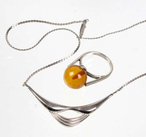 Collier u. Damenring - Silber - photo 1