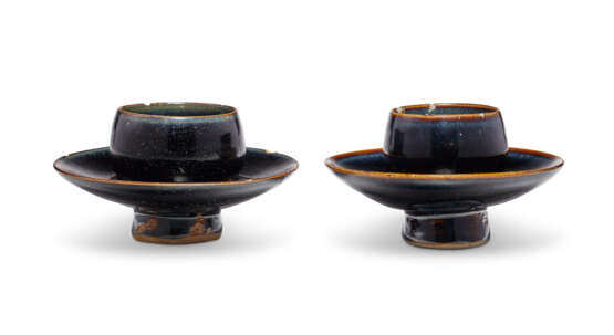 TWO SMALL BLACK-GLAZED CUP STANDS - фото 1