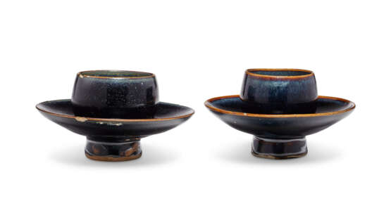 TWO SMALL BLACK-GLAZED CUP STANDS - photo 2