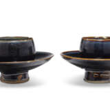 TWO SMALL BLACK-GLAZED CUP STANDS - photo 3