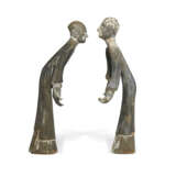 A PAIR OF PAINTED POTTERY FIGURES OF ATTENDANTS - photo 3