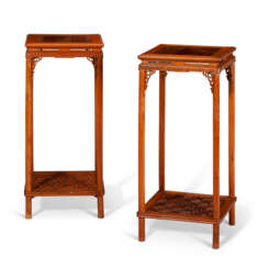 A PAIR OF HUALI-INSET BOXWOOD STANDS