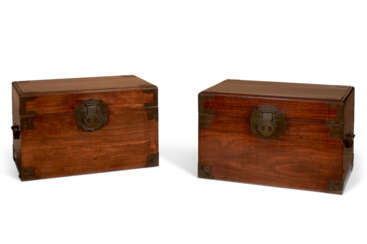 A PAIR OF HARDWOOD BOXES