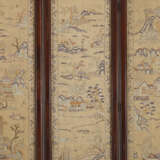 A COUNTED STITCH EMBROIDERED GAUZE AND CAMPHOR FOLDING SCREEN - фото 3