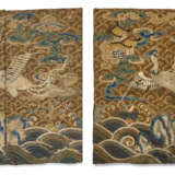 A PAIR OF EMBROIDERED GOLD-GROUND CIVIL OFFICIAL'S RANK BADGES OF SILVER PHEASANTS, BUZI - фото 1