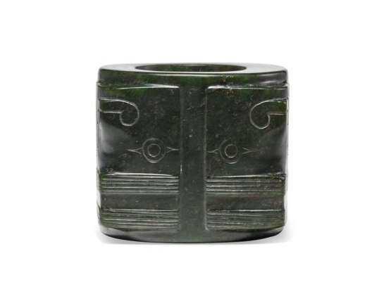 A DARK GREEN JADE CONG - photo 3