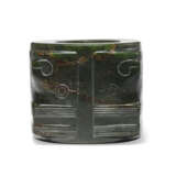 A DARK GREEN JADE CONG - photo 8