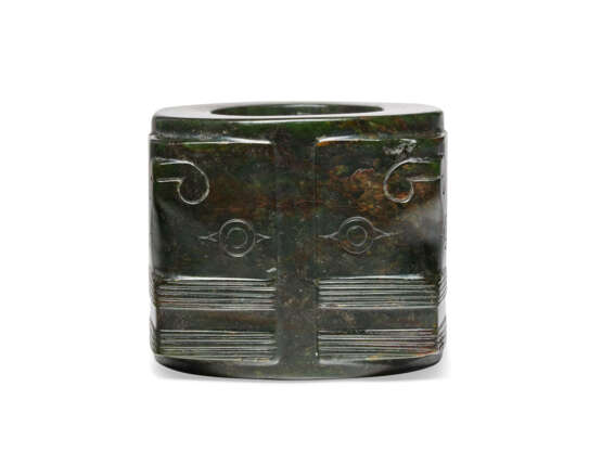 A DARK GREEN JADE CONG - photo 10