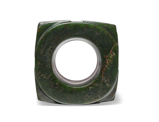 A DARK GREEN JADE CONG - photo 11