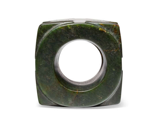 A DARK GREEN JADE CONG - photo 13