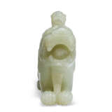 A GREENISH-WHITE JADE MYTHICAL BEAST-FORM VESSEL AND COVER - фото 3