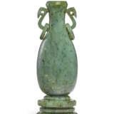 A SPINACH-GREEN JADE INCENSE TOOL HOLDER - photo 1