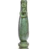 A SPINACH-GREEN JADE INCENSE TOOL HOLDER - photo 7