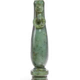 A SPINACH-GREEN JADE INCENSE TOOL HOLDER - photo 12