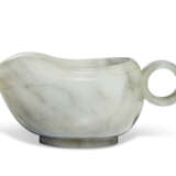 A GREYISH-WHITE JADE POURING VESSEL - photo 1